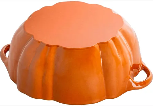 Miniatura 4 de STAUB Horno holandés de hierro fundido de 3.5 cuartos de galón de calabaza con perilla de acero inoxidable, fabricado en Francia, sirve 3-4, naranja