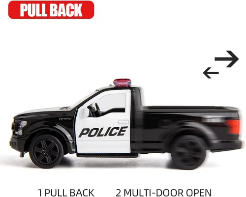 Miniatura 4 de BDTCTK Escala 1/36 compatible con Ford F150 Pickup Truck modelo de coche de policía, aleación de zinc fundido a presión, vehículos de tracción