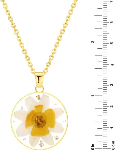 Miniatura 53 de Forget-Me-Not and Queen Anne's Lace Pressed Wildflower Necklace Birth Month Real Flower Necklace Gold/Silver Pressed Flower Jewelry