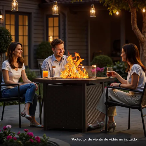 Miniatura 9 de BALI OUTDOORS - Mesa para fogata de gas propano 32 pulgadas, 50,000 BTU, fogatas cuadradas de gas para exterior, color marrón