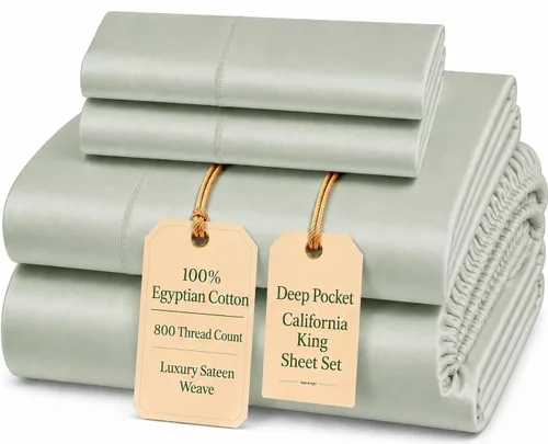 Miniatura 10 de Sábanas Twin XL 100% Algodón Para Cama Twin, Juego de Sábana Bajera Totalmente Elástica y Fundas de Almohada 800TC, Sábanas de Bolsillo Profundo 06