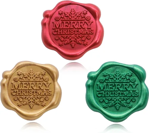 Miniatura 2 de SWANGSA 90 calcomanías de sello de cera de Feliz Navidad, color rojo, dorado y verde, autoadhesivas, para invitación de fiesta de Navidad, tarjetas