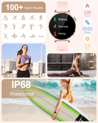 Miniatura 3 de Smart Watch for Women with Bluetooth Calling, 1.27" AMOLED Touchscreen, IP68 Waterproof Fitness Tracker with Heart Rate & Sleep Monitor, 100+ Sports