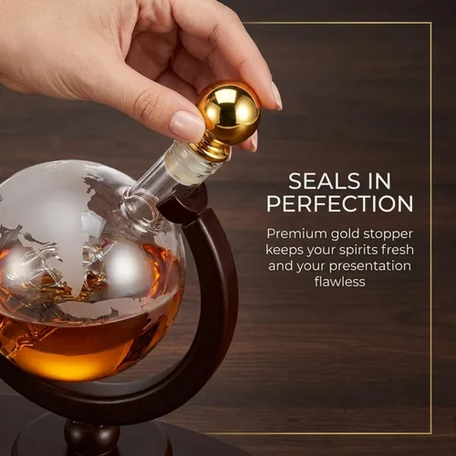 Miniatura 6 de Regalos para hombres, juego de decantador de whisky con diseño de globo terráqueo con 2 vasos grabados para whisky, escocés, bourbon, vodka, regalos