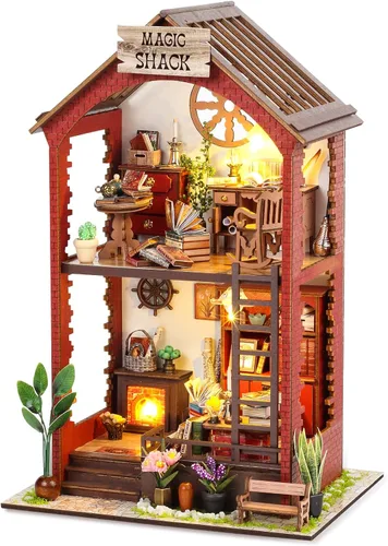 Kits de manualidades para rincón de lectura DIY Booknook - Creatividad 3D, rompecabezas de madera con luces LED, decoración para estanterías - Kit