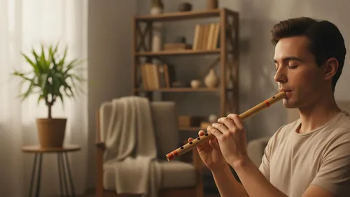 Miniatura 4 de Flauta de bambú de madera india auténtica de 14 pulgadas en clave "B", grabador de instrumentos musicales de viento de madera, Bansuri tradicional