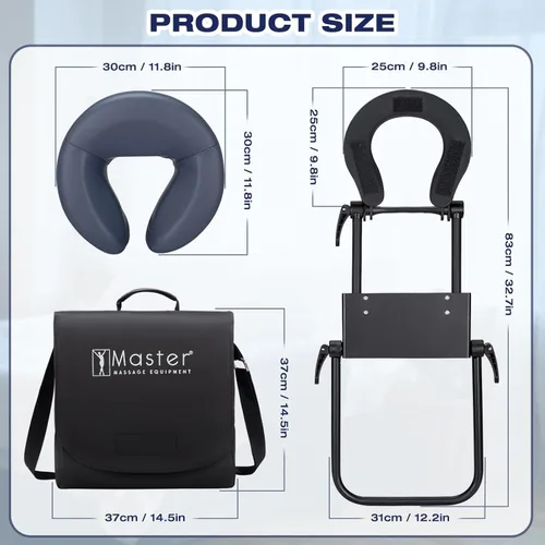 Miniatura 2 de Master Massage - Kit profesional de masaje en casa, reposacabezas ajustable y cojín facial de poliuretano para masajista privado, kit de masaje Crema