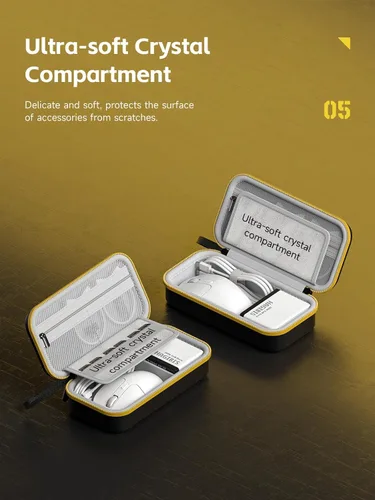 Miniatura 4 de Hagibis Organizador electrónico de viaje Bolsa de viaje EVA Hardshell PU bolsa de transporte portátil para mouse, cargador, cables, banco de Negro