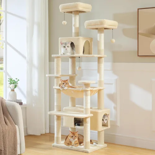Miniatura 2 de PAWZ Road Árbol grande para gatos, torre para gatos de 72 pulgadas para gatos grandes, condominio para gatos con postes rascadores y almohadillas