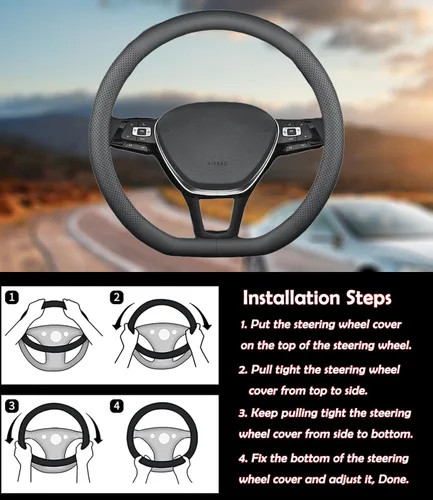 Miniatura 7 de XHRING Funda para volante de automóvil en forma de D para Nissan Altima Rogue Sentra Pathfinder Maxima Versa Kicks SR SV Sport Accesorios, cuero