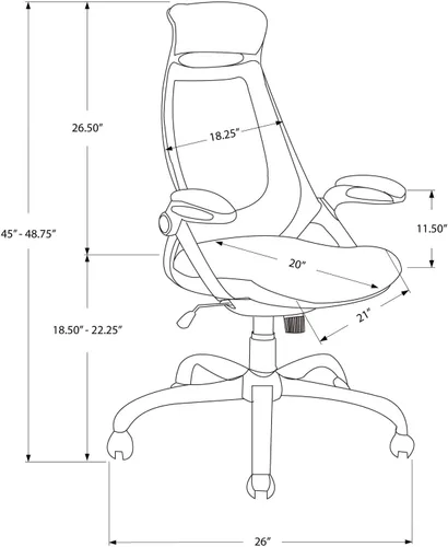 Miniatura 3 de Monarch Specialties 7268, altura ajustable, giratoria, ergonómica, reposabrazos, escritorio para computadora, trabajo, metal, negro, contemporáneo