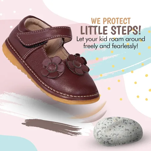 Miniatura 8 de Little Mae's Boutique Mary Jane - Zapatos chirriantes para niñas pequeñas, ideales para caminar con chirriador extraíble y correa ajustable, zapatos