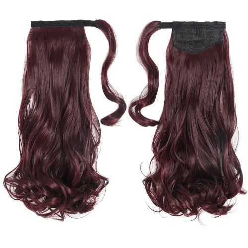 Miniatura 2 de Extensiones de cabello para cola de caballo, extensión de cola de caballo roja de 16 pulgadas, corta, ondulada, rizada, envolvente, cola de caballo