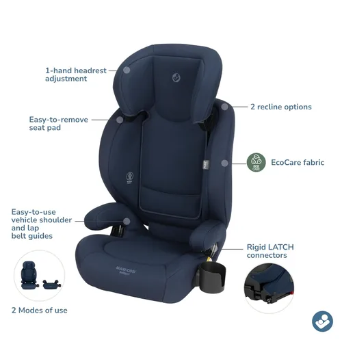 Miniatura 8 de Maxi-COSI RodiSport - Asiento elevador de automóvil para niños, respaldo alto, elevador sin respaldo, reposacabezas de 7 posiciones, sistema Easy
