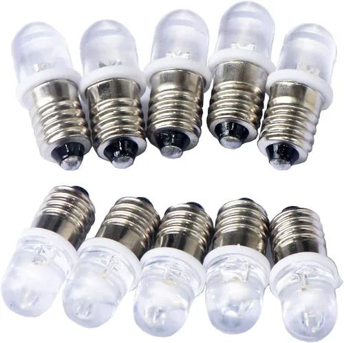 Miniatura 6 de 10pcs E10 Tornillo DC3V Punto Rojo Led Bombilla Lámparas de Luz +10pcs E10 Base (DC3V, Rojo)
