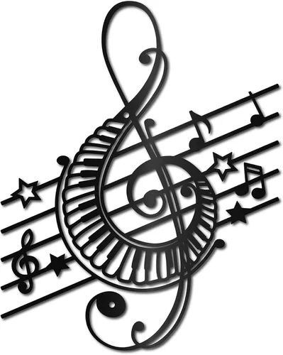 Miniatura 8 de CREATCABIN Notas musicales de metal para decoración de pared, letreros de pared negros para colgar en hierro, escultura de adorno de metal