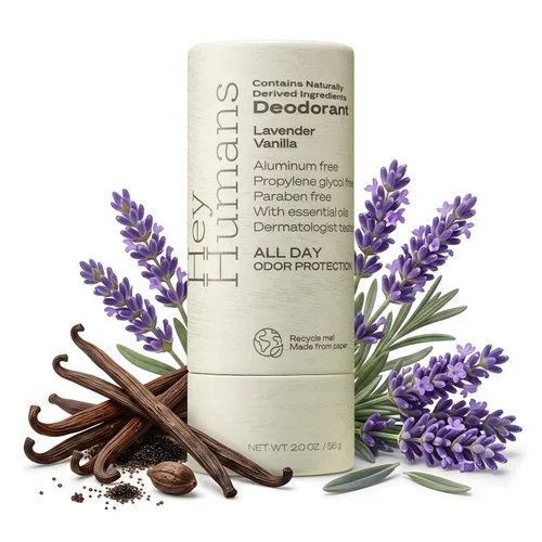 Hey Humans Desodorante, desodorante sin aluminio para mujeres y hombres, contiene ingredientes derivados naturalmente, control de olores durante