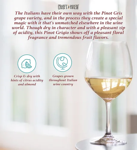 Miniatura 4 de Craft A Brew - Kit de recetas de vino Pinot Grigio - 1 galón - Ingredientes para la elaboración de vino casero - Ingredientes y suministros