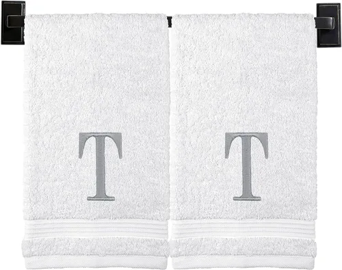 Miniatura 19 de Toallas de mano con monograma para baño Juego de 2 Toallas turcas genuinas Elige toalla e hilo A - Z Toallas con monograma con fuente