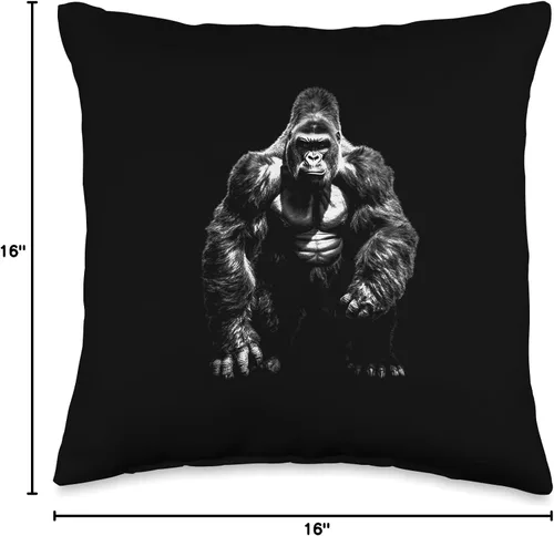 Miniatura 4 de Wild Vibes Face Angry Growling Scary Silverback Gorilla - Almohada (16 x 16 pulgadas), multicolor