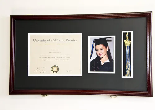 Miniatura 11 de Marco de diploma de graduación personalizado con borla, tapa de fotos grabado, vitrina para certificado de 11 x 8.5 pulgadas con colores Acabado