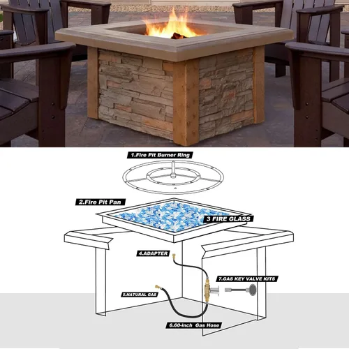 Miniatura 6 de Skyflame Manguera de conexión de gas natural, kit completo de instalación para fogatas NG, desde quemador hasta gas natural, incluye juego de llaves
