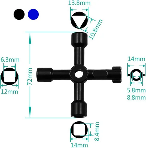 Miniatura 2 de Llave multifuncional de 4 vías, llave de fontanería, herramienta de apertura de llave de plomero para control eléctrico, medidor de agua, gas, caja