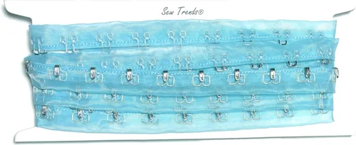 Miniatura 7 de 2 yardas de cinta de gancho y ojo, tela de malla de organza transparente de 1 pulgada, espacio de 1 pulgada, cordón de metal plateado, corsé