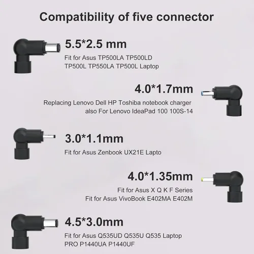 Miniatura 3 de Cargador para portátil de 65 W, compatible con Asus Vivobook Go 15, 14, 12 X515 X515J X515E X515M X515JP X515MA, VivoBook 14 15 17 Flip 14 15 S13