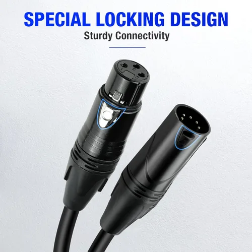 Miniatura 3 de Adaptador de cable DMX, paquete de 2 cables DMX macho de 5 pines a hembra de 3 pines, cable de iluminación XLR de 6 pulgadas a XLR 3F, cable de luz