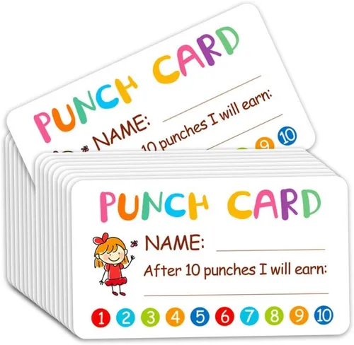 Miniatura 7 de Tarjeta perforadora, 100 tarjetas de incentivo de recompensa para profesores, tabla de comportamiento para niños, suministros de aula de escuela