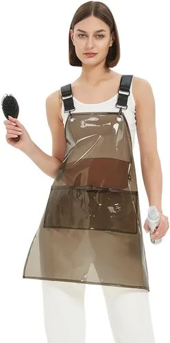 Miniatura 5 de Delantal para estilista de cabello MIKI WELL para salón, barbero, atrezzo cruzado, delantal impermeable de trabajo con 3 bolsillos