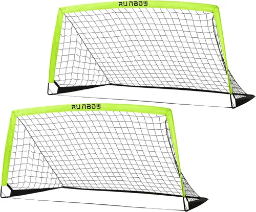 Miniatura 19 de Portería de fútbol infantil de 6 x 4 pies con bolsa de transporte, red de fútbol plegable portátil para entrenamiento de práctica en el patio