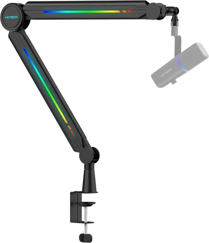 Miniatura 12 de IXTECH Brazo de brazo de micrófono RGB de perfil alto, soporte de micrófono de brazo de brazo elevado, soporte de micrófono ajustable con soporte