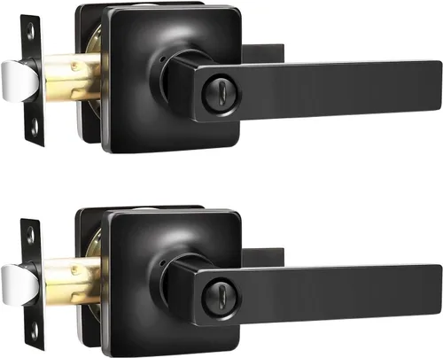 Miniatura 16 de GOBEKOR Paquete de 1 manija de paso, manijas de puerta negras para cerradura de puerta de armario, manija de puerta interior sin llave con cerradura