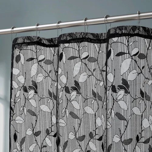 Miniatura 7 de LINENZONE Cortinas de ducha de encaje con elegante diseño de hojas. Tamaño 36 x 72 pulgadas. Se puede utilizar como cortina de ducha rústica