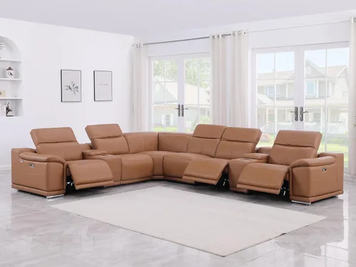 Miniatura 51 de BlackJack Furniture Venice - Juego de sofá reclinable seccional de cuero italiano de grano superior de 12 piezas con 4 reclinables eléctricos