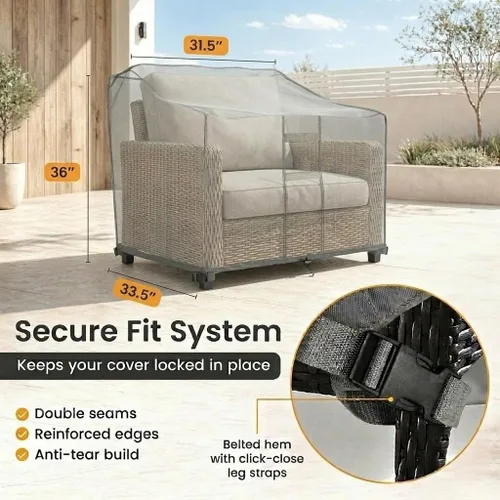 Miniatura 4 de Funda para silla de muebles de exterior de patio - Premium Heavy Duty - Gris