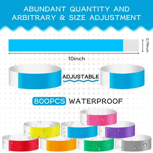 Miniatura 3 de LUYI 800 pulseras de colores para eventos, pulseras de papel, bandas impermeables para eventos, pulseras adhesivas personalizadas para fiestas