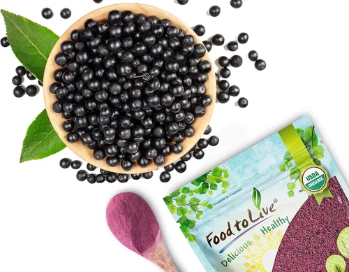 Miniatura 5 de Food to Live Polvo orgánico de saúco negro, 2 libras, sin OMG, hecho de bayas secas crudas, sin sulfuro, vegano, a granel, ideal para hornear