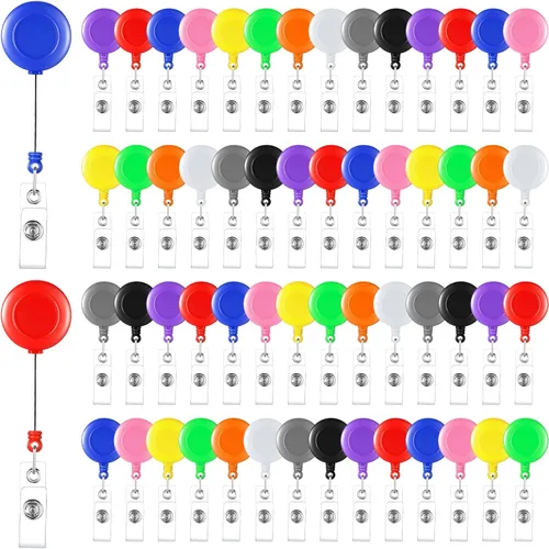 Handepo 200 carretes retráctiles para insignias, portatarjetas retráctiles a granel con clips, soporte de identificación, clip para llavero para Con