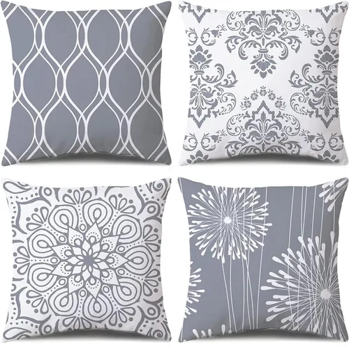 Miniatura 12 de Coliuso Fundas Decorativas para Almohadas de Tiro 16x16 Juego de 4, Azul Moderno Simple Cuadrado Funda de Almohada Cojín para Sofá Sillón