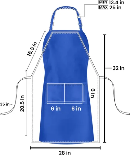 Miniatura 2 de Utopia Kitchen Paquete de 10 delantales ajustables con 2 bolsillos, resistente al agua y al aceite, delantal de chef de cocina para mujeres