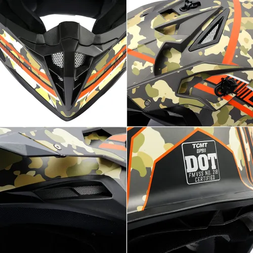 Miniatura 8 de TCMT Casco MX de Cara Completa para Motocicleta Dirt Bike Off-Road Motocross ATV Bicicleta de Montaña para Hombres y Mujeres Aprobado por DOT