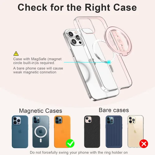 Miniatura 5 de EWA MagOne (actualización) Compatible con soporte MagSafe para teléfono con correa de silicona para el dedo, soporte de anillo magnético extraíble