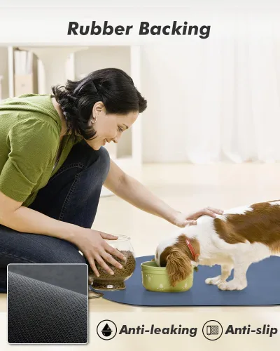 Miniatura 5 de Tapete absorbente de comida para perros y gatos, tapete para comida y agua, tapete de secado rápido para alimentos para mascotas, almohadilla
