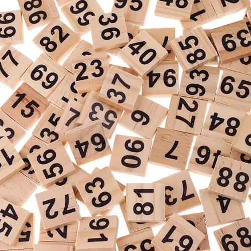 Miniatura 4 de 100pcs 1-100 números de madera azulejos números cubos bloques para decoración de fiesta de boda