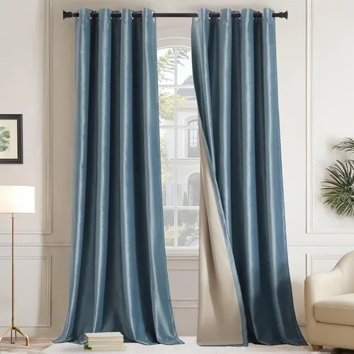 Miniatura 15 de GIGIZAZA Cortinas de terciopelo 100% opacas de 72 pulgadas, 2 paneles, cortinas negras para ventana, con aislamiento térmico, cortina de lujo