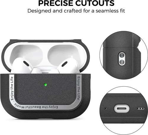 Miniatura 5 de TRONWIN Funda protectora de TPU Airpods Pro 2 con correa de mano y mosquetón para Airpods Pro 2 [LED frontal visible]