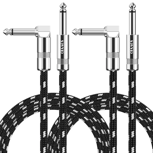 Miniatura 23 de Cable de Guitarra de 6 Pies Cable de Instrumento para Guitarra Eléctrica y Bajo, Teclado - Cable AMP de Ángulo Recto de 1/4 Pulgada, Negro